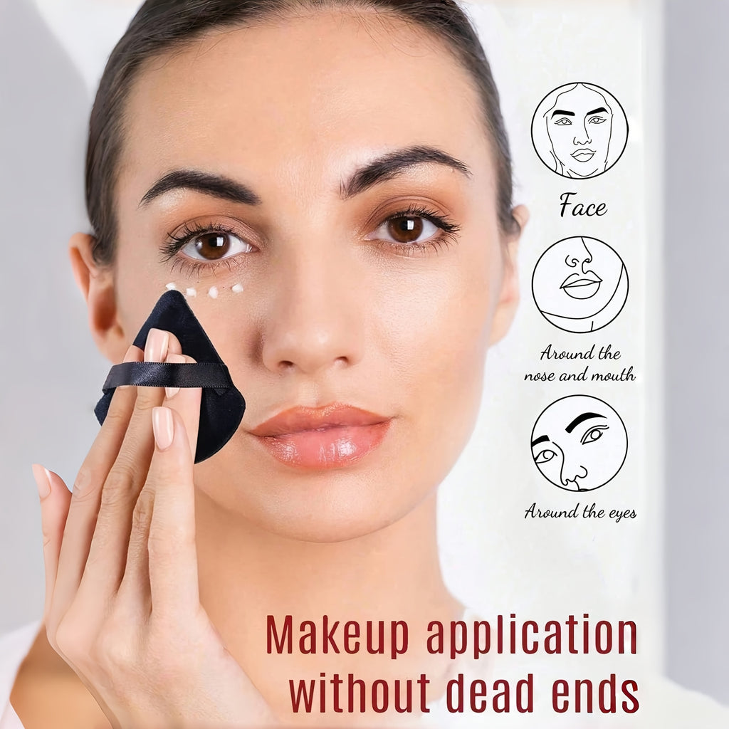 16pcs Makeup Brush Set, Including 3pcs Black Triangle Shaped Powder Puff Set for Loose Powder, with Velvet Short Hair, Soft And Adhensive, with 13pcs Makeup Brush Set Soft Fluffy Professional Cosmetic Foundation Powder Eyesha